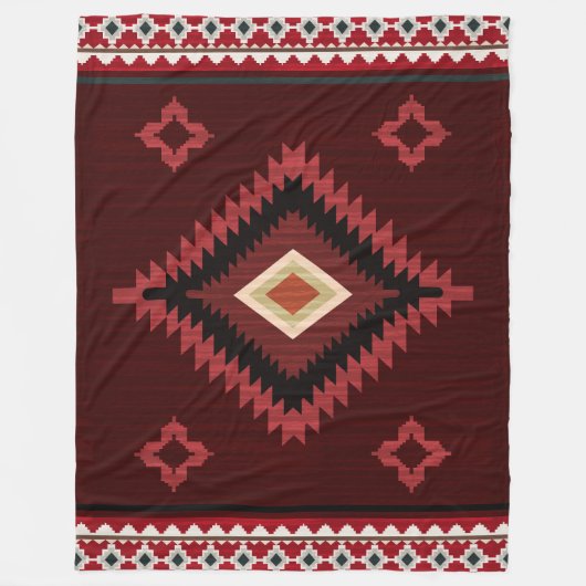 Native American Red Pattern Indiaanse stamgeometri Fleece Deken (Voorkant)