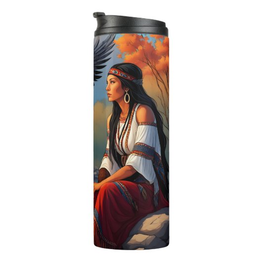 Native American Regal Gaze, Eagle's Approach, Thermosbeker (Geroteerd rechts)