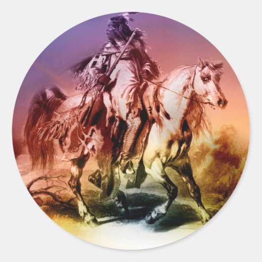 Native American Ronde Sticker (Voorkant)