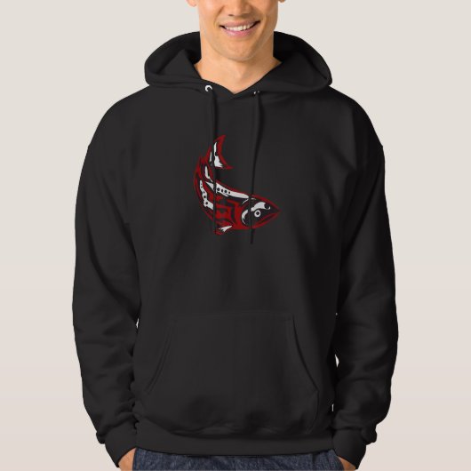 Native American Salmon Fish Totem Tribal Pacific C Hoodie (Voorkant)