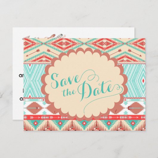 Native American Save the Date Aankondigingskaart (Voorkant / Achterkant)