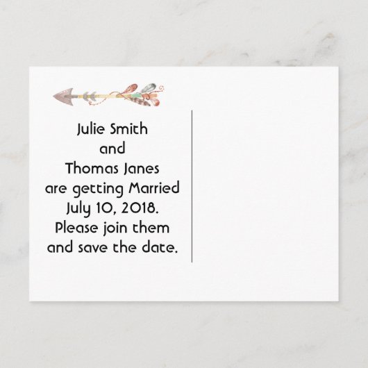 Native American Save the Date Aankondigingskaart (Achterkant)