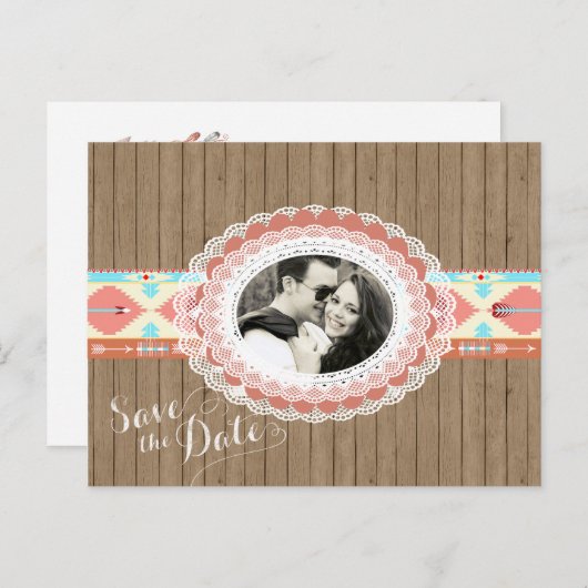 Native American Save the Date Aankondigingskaart (Voorkant / Achterkant)