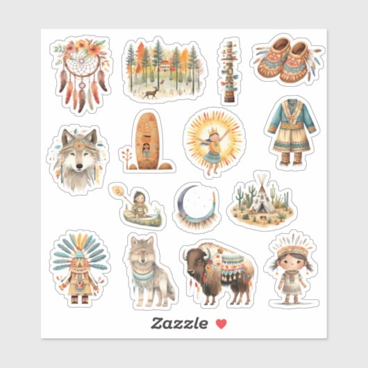 Native American Set Art Tribe Pack Sticker (Vel)