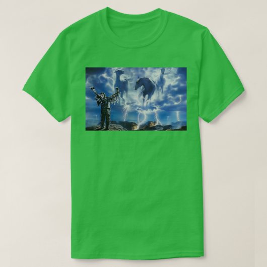Native American Shaman roept Thunder op T-shirt (Design voorkant)