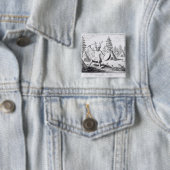 Native American Shaman Vierkante Button 5,1 Cm (In situ)