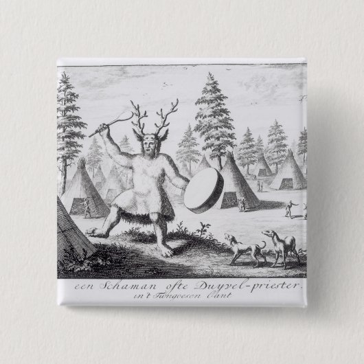 Native American Shaman Vierkante Button 5,1 Cm (Voorkant)