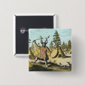 Native American Shaman Vierkante Button 5,1 Cm (Voorkant /achterkant)