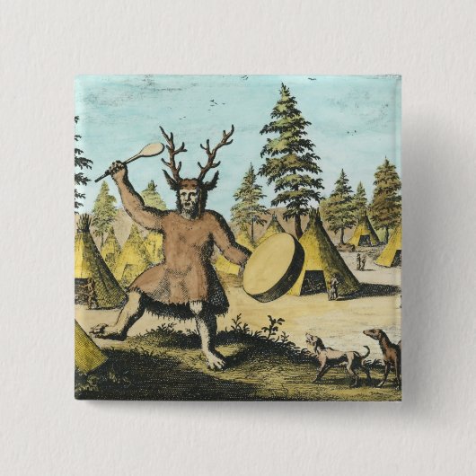 Native American Shaman Vierkante Button 5,1 Cm (Voorkant)