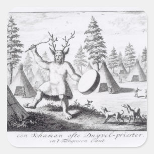 Native American Shaman Vierkante Sticker