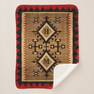Native American Sherpa Blanket met je initialen Deken