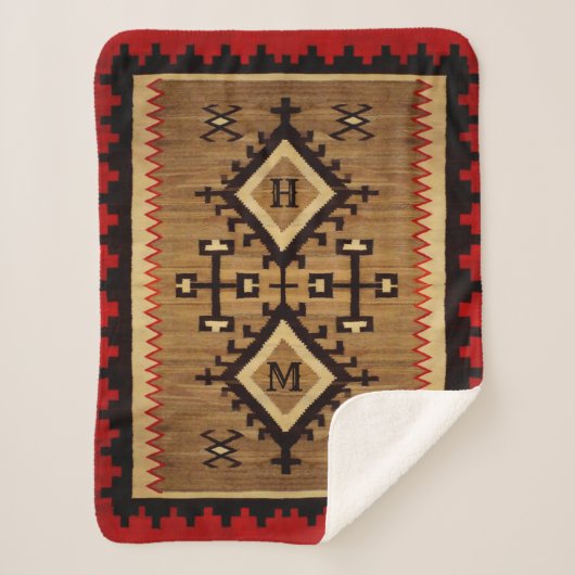 Native American Sherpa Blanket met je initialen Deken (Voorkant)
