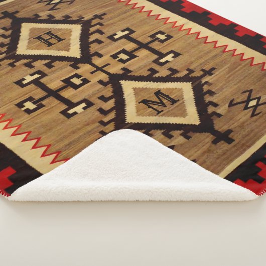 Native American Sherpa Blanket met je initialen Sherpa Deken (3/4)