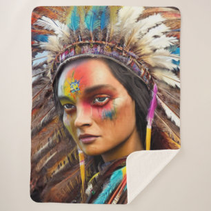 Native American Sioux Sherpa Blanket Sherpa Deken