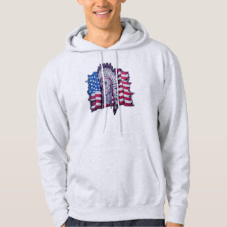 Native American skull and flag Hooded Sweatshirt