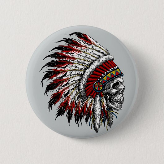 Native American Skull Button (Voorkant)