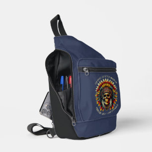 Native American Skull Chief Sling Bag