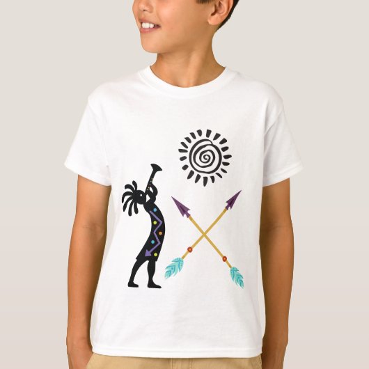 Native American Snake Music Kokopelli T-shirt (Voorkant)