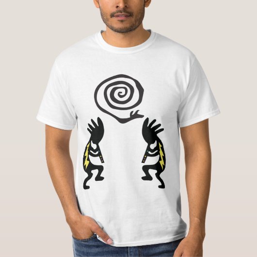 Native American Snake Music Kokopelli T-shirt (Voorkant)