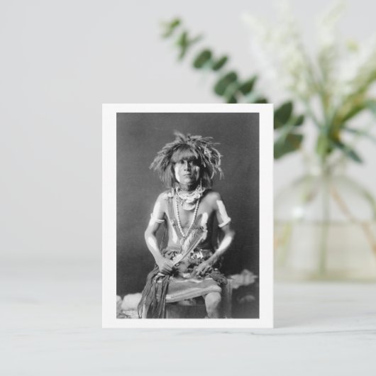 Native American Snake Priest, 1900 Briefkaart (Staand voorkant)