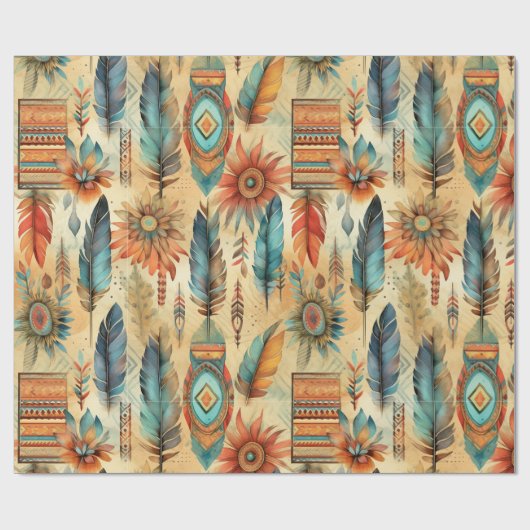 Native American Southwest Feather Art Cadeaupapier (Vlak)