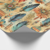 Native American Southwest Feather Art Cadeaupapier (Hoek)