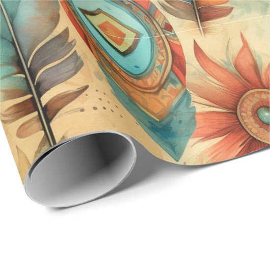 Native American Southwest Feather Art Cadeaupapier (Rol Hoek)