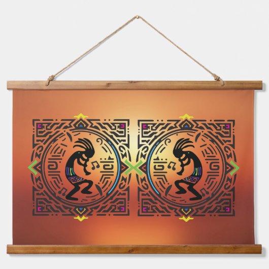 Native American Southwestern Kokopelli Hangend Wandkleed (Voorkant)