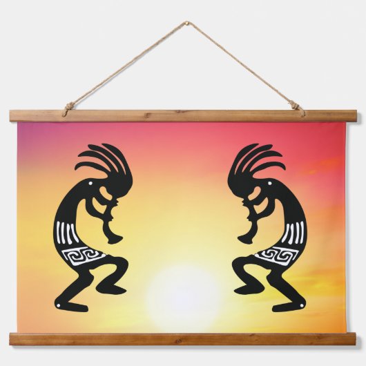 Native American Southwestern Kokopelli Hangend Wandkleed (Voorkant)