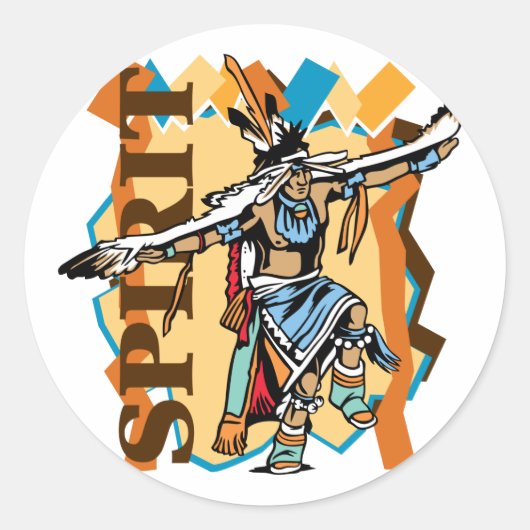 Native American Spirit Dance Ronde Sticker (Voorkant)