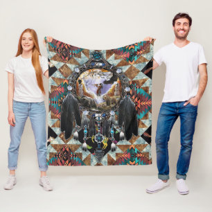 Native American Spirit Warrior Pullover Fleece Deken