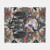 Native American Spirit Warrior Pullover Fleece Deken (Voorkant (Horizontaal))