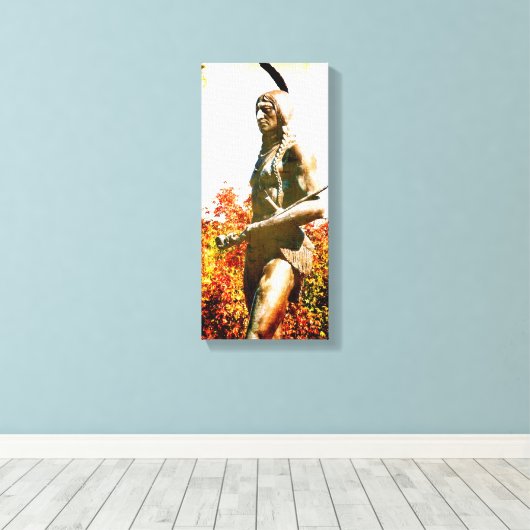 Native American Statue, Kansas City Canvas Afdruk (Insitu (Houten vloer))