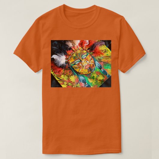 Native American-stijl gemengde media T-shirt (Design voorkant)
