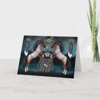 Native American stijl Wenskaart met pony's