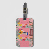 Native American Still Here Cartoon Floral Custom Bagagelabel (Voorkant (verticaal))