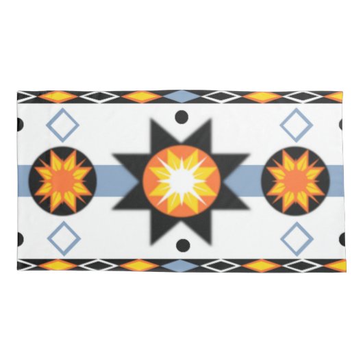 Native American Sun Pattern Kussensloop (Achterkant-Links)