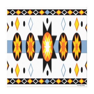 Native American Sun Pattern Stretched Canvas Print