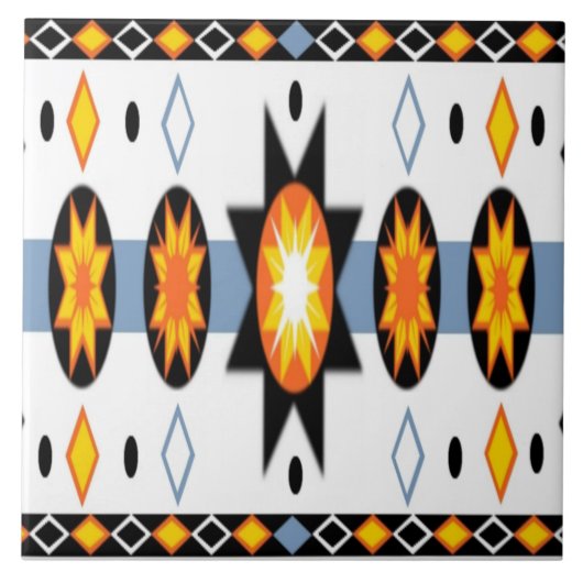 Native American Sun Pattern tegels Tegeltje (Voorkant)