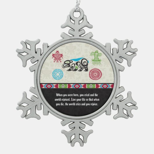 Native American Symbols and Wisdom - Beer Tin Sneeuwvlok Ornament (Voorkant)