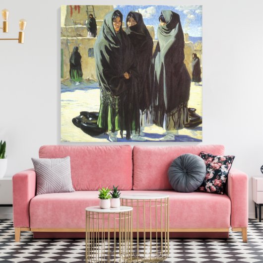  Native American, Taos Girls van Walter Ufer Canvas Afdruk (Insitu (Woonkamer))