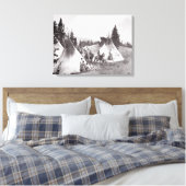 Native American Teepee Camp, Montana, c.1900 (b/w Canvas Afdruk (Insitu (Slaapkamer))