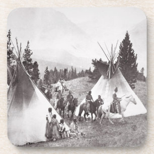 Native American Teepee Camp, Montana, c.1900 (b/w Drankjes Onderzetter