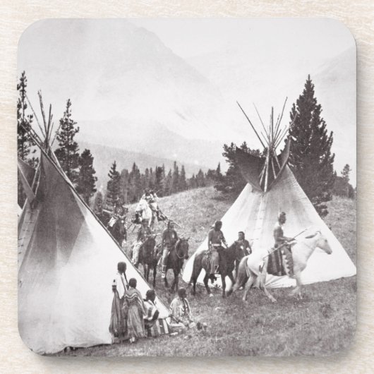 Native American Teepee Camp, Montana, c.1900 (b/w Drankjes Onderzetter (Voorkant)