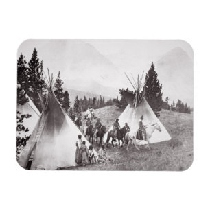 Native American Teepee Camp, Montana, c.1900 (b/w Magneet