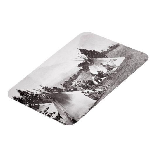 Native American Teepee Camp, Montana, c.1900 (b/w Magneet (Linkerzijde)