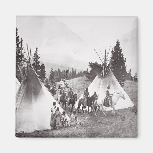 Native American Teepee Camp, Montana, c.1900 (b/w Magneet (Voorkant)