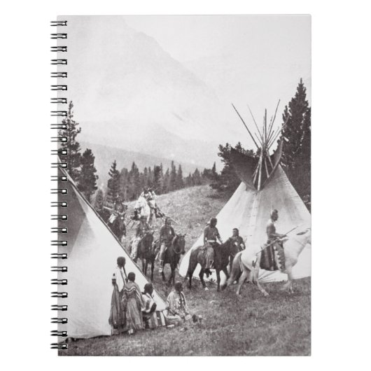 Native American Teepee Camp, Montana, c.1900 (b/w Notitieboek (Voorkant)