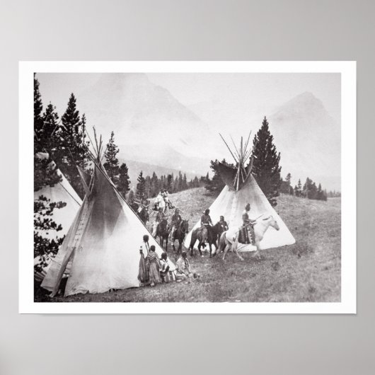 Native American Teepee Camp, Montana, c.1900 (b/w Poster (Voorkant)