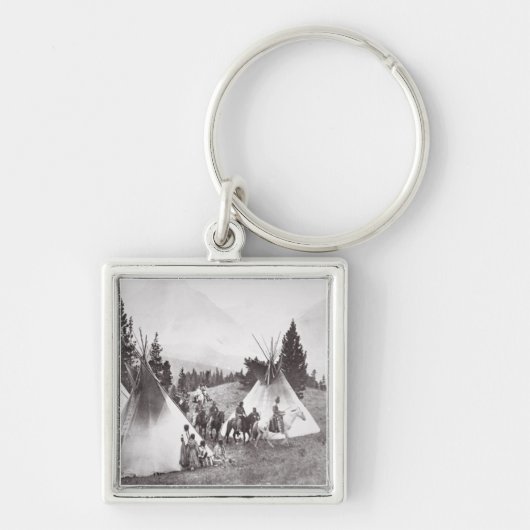 Native American Teepee Camp, Montana, c.1900 (b/w Sleutelhanger (Voorkant)